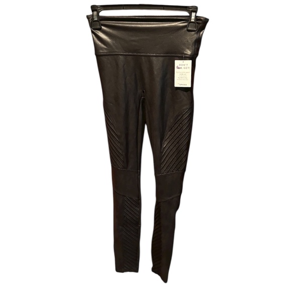 Spanx Faux Leather Moto Leggings in Very Black Small NWT - Picture 1 of 9